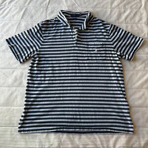 Ralph Lauren Polo Shirt Blue White Stripe Pony Men’s M 100% Cotton Classic Fit